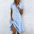 thumbnail image 2 of Lovzfmll Shirt Dress for Women, Collared Short Sleeve, Casual Mid-Length Dress Light Blue, XL, 2 of 5