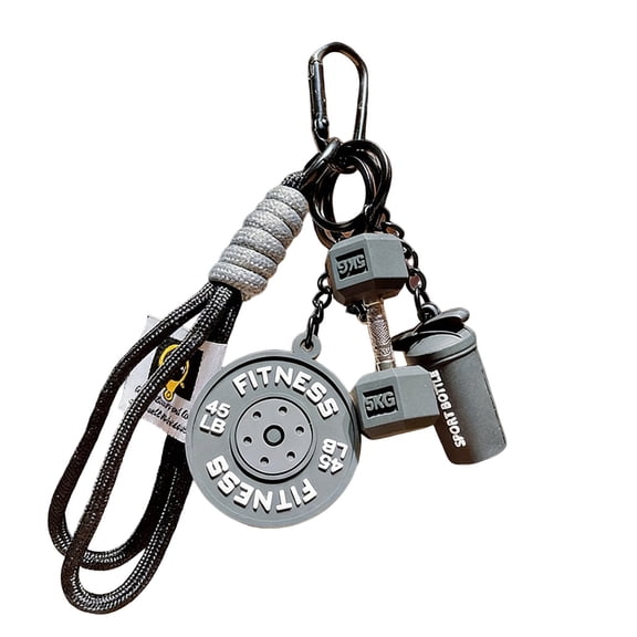 Yunuuuoa Fitness Keychain Set, Silicone Gym Pendant, Motivational Workout Gift for Men Women, Durable Metal Keyring with Nylon Lanyard, Sporty Bag Charm for Backpack Keys
