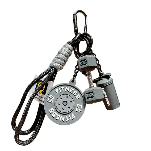 Decoración del hogar, decoración de habitaciones, decoración de pared, juego de llaveros de fitness, llavero deportivo con mancuernas, taza de agua con mancuernas para entrenamiento deportivo, regalo