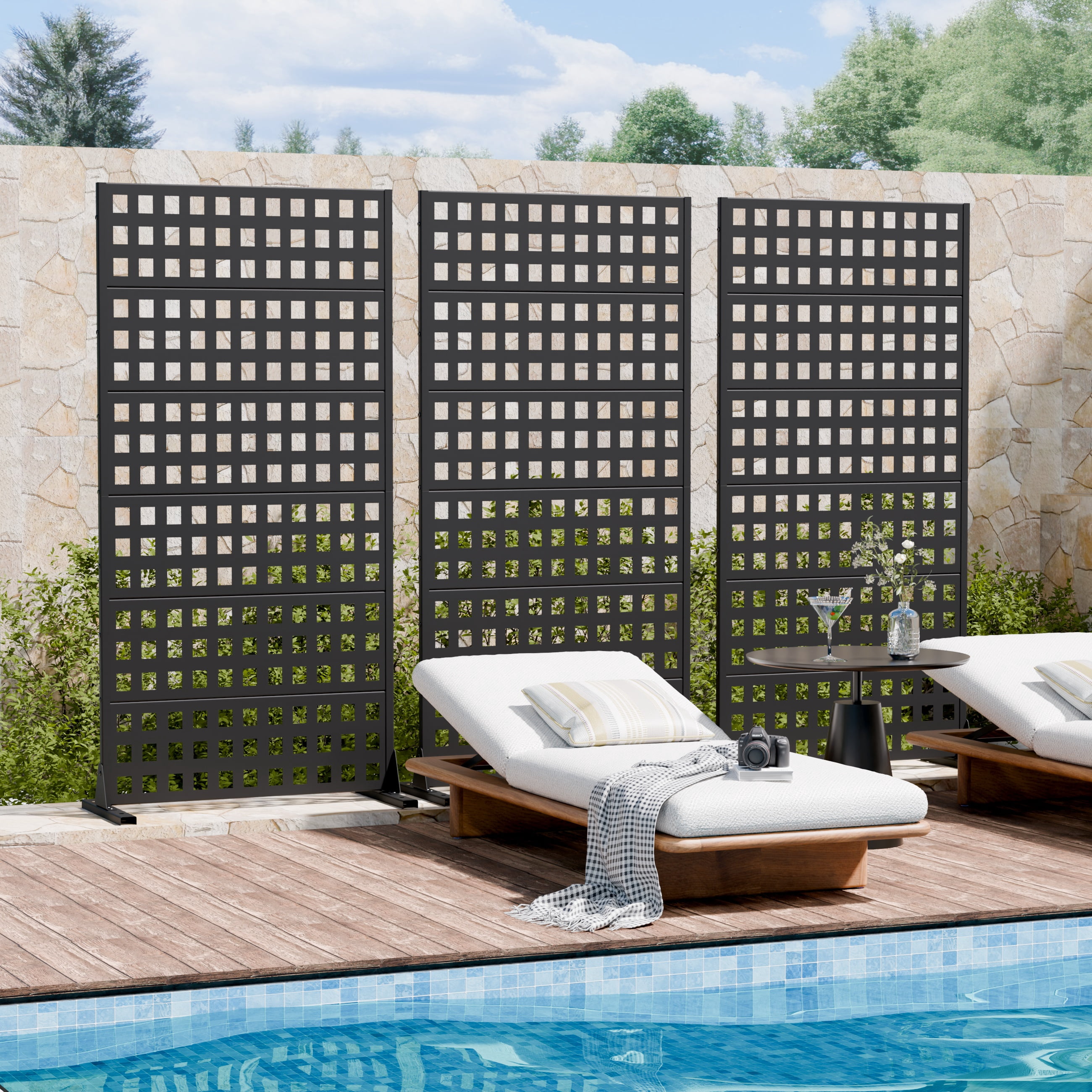 Privacy Metal Screen Fence Panel Horizontal Stripe Pattern