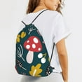thumbnail image 6 of XMXT Waterproof Gym Bag, Autumn Mushroom Plant Print Drawstring Backpack for Men, s Green, 6 of 8
