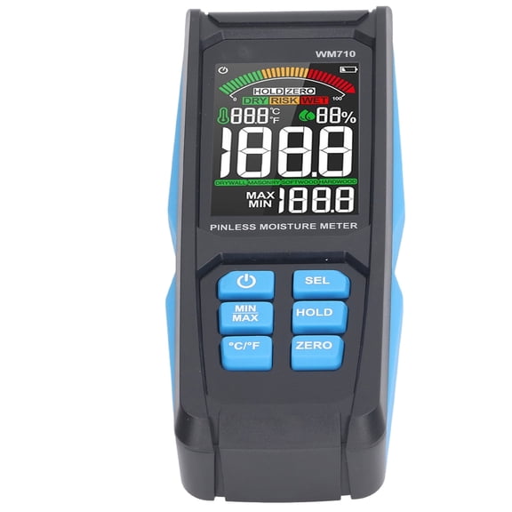 Pinless Moisture Meter, Portable High Accuracy Non Destructive Induction Sensitive Response Color Screen Display Auto Power Off Wall Moisture Sensor  For House