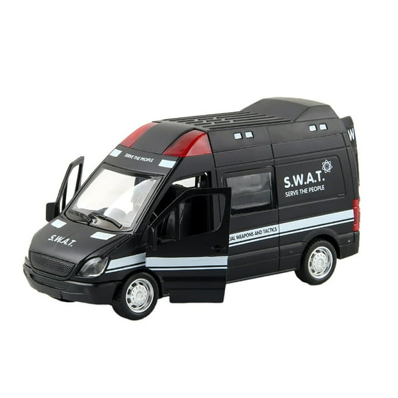 Mini Simulation Openable Doors Light Sound Effects ABS Ambulance Police Pull Back Car Toy for Kids