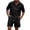 Black-F, variant on Mens 2 Piece Zip Tracksuit Short Sleeve Print Polo Shirt and Shorts Sets,Letter Printed Waffle pattern Summer Outfits Black M