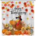 thumbnail image 4 of Thanksgiving Shower Curtain for Bathroom, Fall Maple Leaves Pumpkins Sunflower and Turkey on Rustic Wood Boards Shower Curtain with Hooks, Autumn Holiday Shower Curtain Set, 72X72 inch, 4 of 6