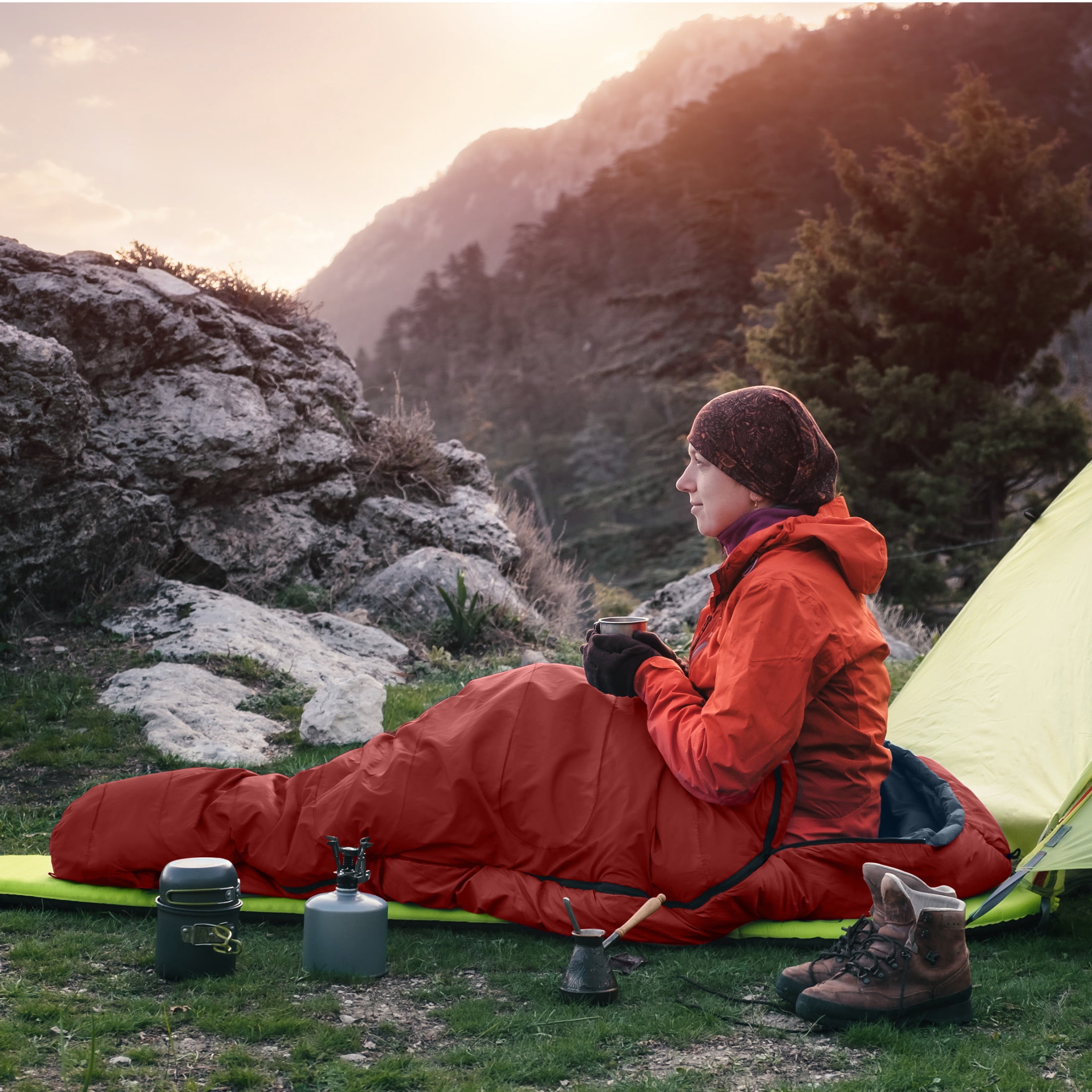 Wakeman Outdoors Cold Weather Mummy Sleeping Bag Rated to 25°F, Red