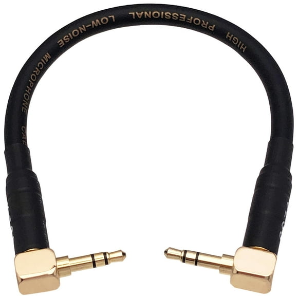 Cess-068 Cable de audio de audio corto de 3.5 mm TRS Right Angling, 6 pulgadas
