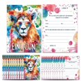 thumbnail image 1 of Tarjeta de invitación con unicornio alemán, tarjeta de cumpleaños, suministros para fiestas de arcoíris, pegatinas de diseño, 1 of 6