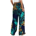 thumbnail image 3 of BiZtdJrK High Waisted Wide Leg Pants for Women Boho Printed Drawstring Loose Casual Pants Flowy Beach Vacation Pants with Pockets Multicolor M, 3 of 9