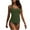 Army Green, variant on Women's Solid Color Crew Neck Bikini Top with Padded Black,S
