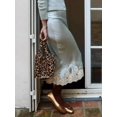 thumbnail image 5 of Sky Blue Silk Satin Midi Skirt With Delicate Lace Hem Elastic Waist A-Line Flowy Elegant Skirt, 5 of 6