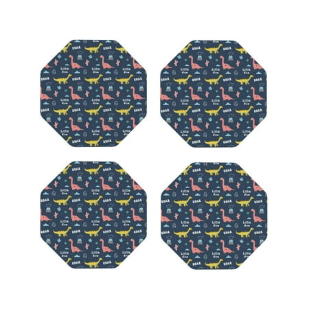 

Leather Coasters with Heat-resistant for Drinks cute little Dinosaur -标题2 Octagon