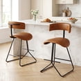thumbnail image 2 of Gymax Modern Counter Height Stools Set of 2 w/Curved Padded Back & Seat Metal Legs, 2 of 7