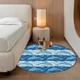thumbnail image 2 of Ocean Dolphin Round Area Rug 4Ft Washable Circle Rugs for Bedroom Dining Room, Summer Blue Nautical Coastal Waves Non-Slip Carpet Floor Mats Indoor Outdoor Carpet Runner Aesthetic Home Decor, 2 of 8