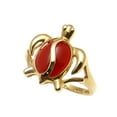 thumbnail image 2 of Genuine natural red coral ring Hawaiian honu turtle solid 14k yellow gold size 5 to 12, 2 of 5