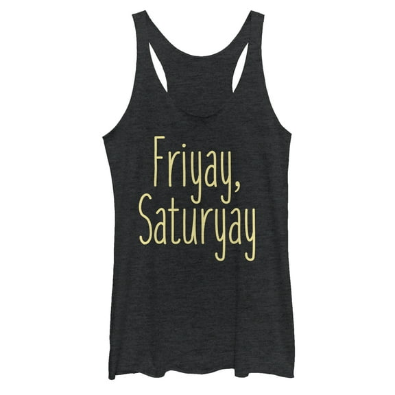 Women's CHIN UP Friyay Saturyay  Racerback Tank Top Black Heather X Large