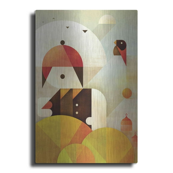 Luxe Metal Art 'Birdman' by Antony Squizzato, Metal Wall Art, 12"x16"