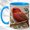 Blue, variant on Red Spotted Bird Coffee Mug, Classic Leaf Mug, Ceramic 11 oz