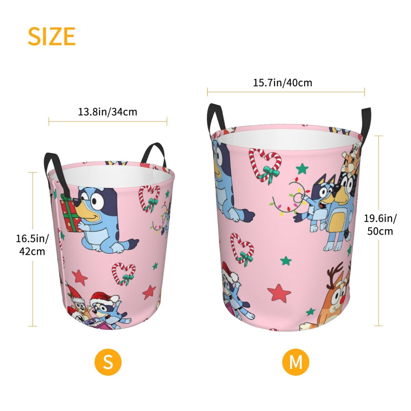 Johaoi Bluey Pattern Round Large Laundry Basket -Storage Basket - Toy Storage Basket, Perfect as Hamper, Kids Room Storage, and Toy Containment-Small
