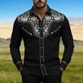thumbnail image 2 of CONZONE Mens Western Cowboy Shirts Long Sleeve Buttons Down Shirts for Men Trendy Graphic Lapel Soft Lightweight Tops, 2 of 5