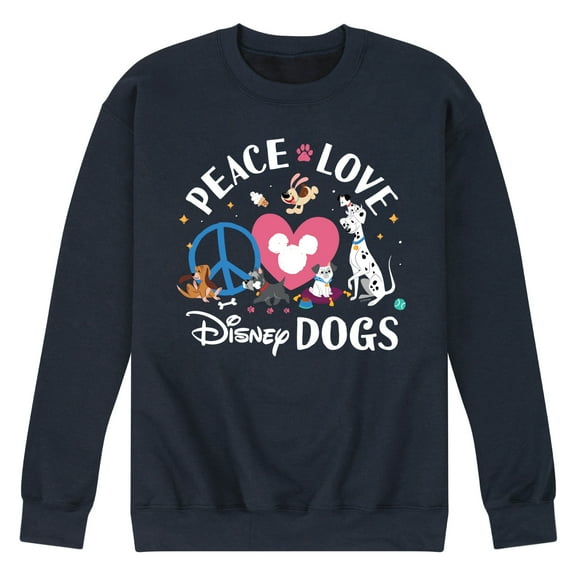 Disney Classics - Cats & Dogs - Peace Love Disney Dogs - Men's Crew Neck Fleece Pullover