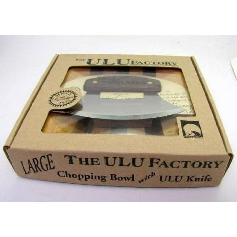 Ulu Knife With Chopping Bowl & Block - Alaskan Made Walnut Handled Cutting Set 4 thumbnail image