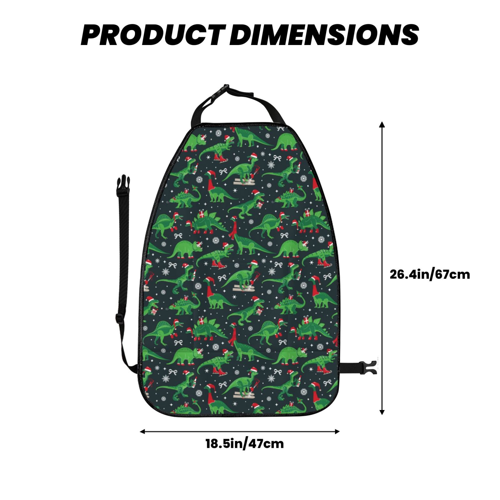 Kdxio Dino Christmas Party Print 2 Pack Car Kick Mat Seat Cover Back Protector Mat with Pockets for Organizer Backseat Protector and Storage Anti Kick Pad for Vehicles