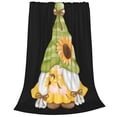 thumbnail image 2 of Honeii Sunflower Gnomes Print Fleece Blanket - Throw Blanket for Bed, Sofa, Couch, Camping, and Travel , Microplush Ultra Soft Warm Blanket-40"x30", 2 of 7