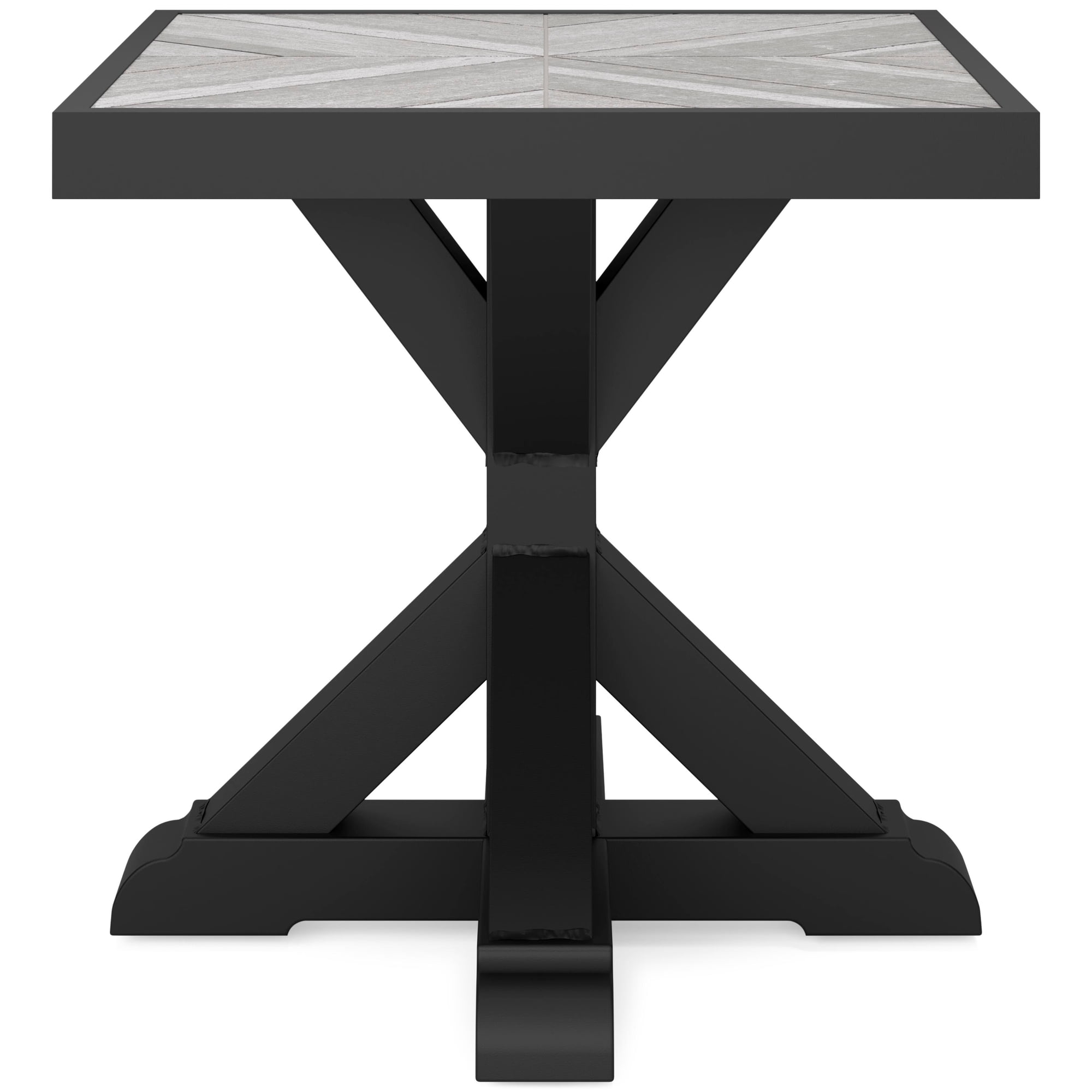 Signature Design by Ashley Beachcroft Farmhouse Outdoor End Table, Black/Light Gray