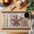 thumbnail image 2 of Placemats Set of 4, Texas Star Vintage Woven Placemat, Linen Place Mats for Kitchen/Dining Tables, Brown Retro Art Red Berry Wooden Washable Table Mats for Party, 2 of 8