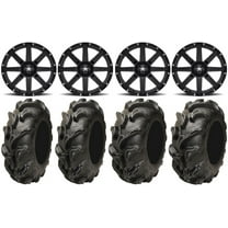 MSA Black Clutch 12" ATV Wheels 27" Mega Mayhem Tires Honda Rincon Yamaha Rhino Kawasaki Brute Force Suzuki KingQuad