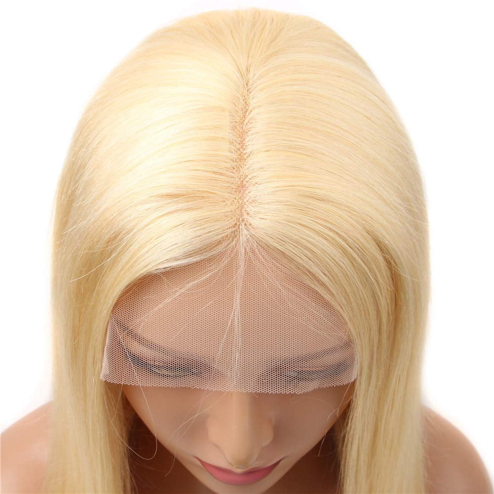 613 Blonde Human Hair Wigs Blonde 13x1 Lace Front Wig Human Hair Pre Plucked With Baby Hair Honey Blonde Brazilian Body Wave Human Hair Wigs for Women Transparent Lace Middle Part Wig (24 inch, 13x1)