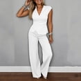 thumbnail image 6 of Pant Suits for Women Dressy 2 Piece Business Casual Outfits Vest and Elastic Waist Straight Leg Pants Set for Office Work Casual Matching Set, 6 of 6
