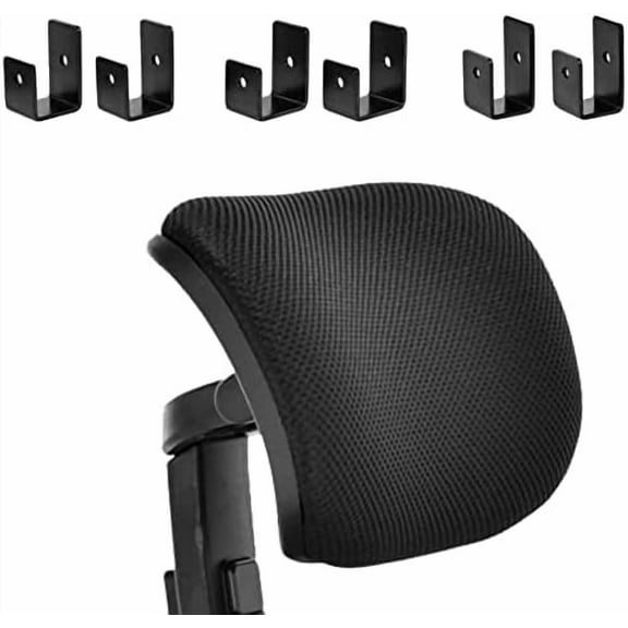 Adjustable Black Mesh Office Chair Headrest - Universal Ergonomic Head Pillow Attachment for Desk, Computer, and Swivel Chairs