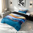 thumbnail image 2 of Manfei Marble Twin Comforter Sets, Store Pattern Print Bedding Set, Blue and Gold, Black Reversible 2 Pieces, 1 Comforter and 1 Pillowcase, 2 of 6