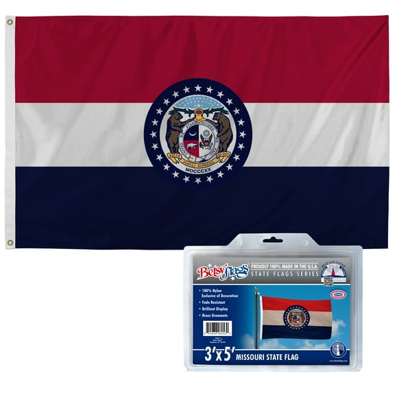 3x5ft Printed Nylon Betsy Flags Missouri State Flag, Grommeted