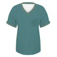 thumbnail image 4 of Tittly T Shirts for Women Tshirts Shirts Women's Spring V Neck Splice Ribbon Pocket Loose Casual Short Sleeve T Shirt Basic Tees Summer Tops Green XL, 4 of 4