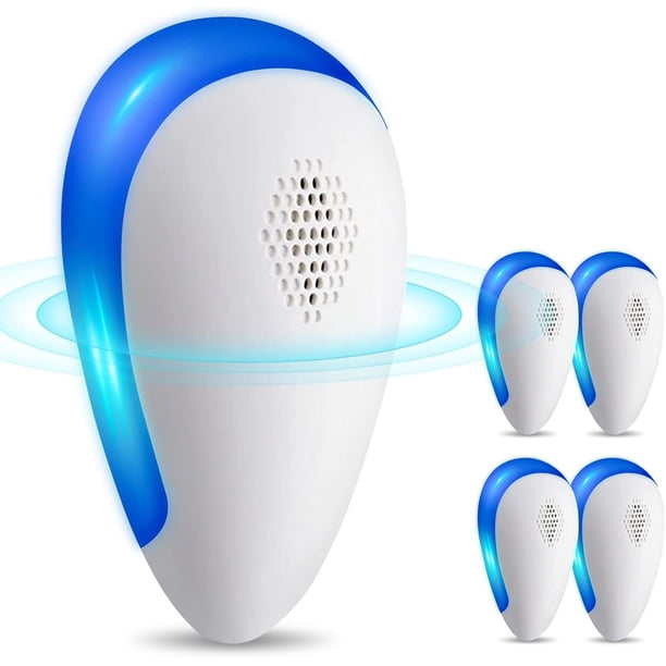 Repelente de plagas ultrasónico, paquete de 4, repelente electrónico de plagas para interiores, repelente enchufable para control de plagas de mosquitos, arañas, ratas, hormigas, insectos y cucaracha