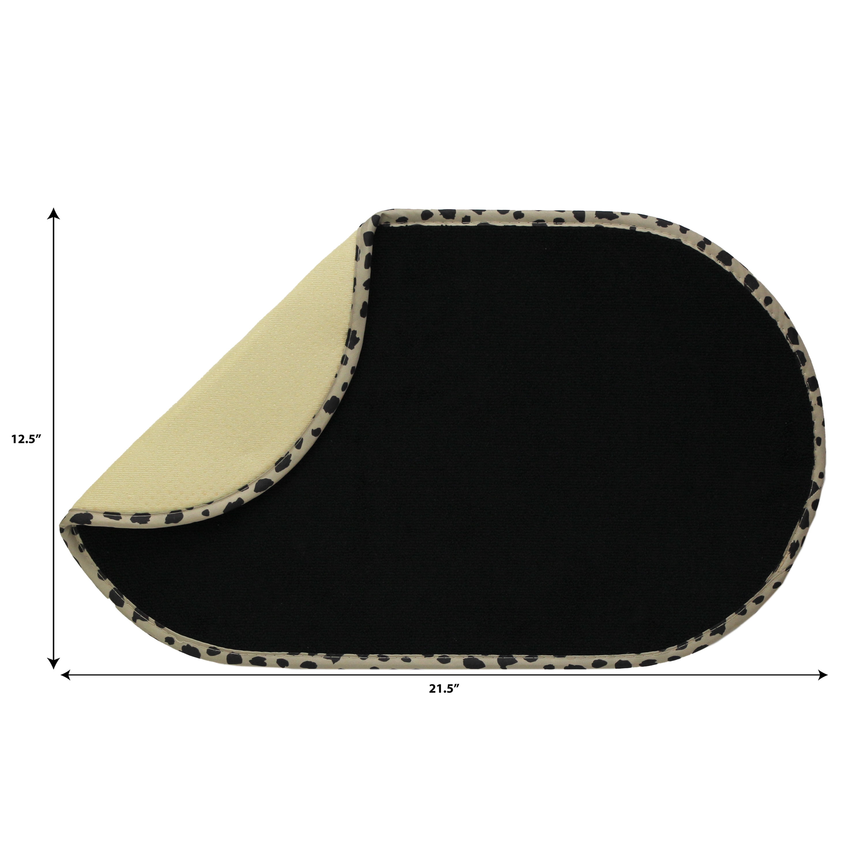 S&T INC. Pet Bowl Mat,12.5 inch x 21.5 inch, Black with Dalmatian Trim, Microfiber Dog and Cat Mat