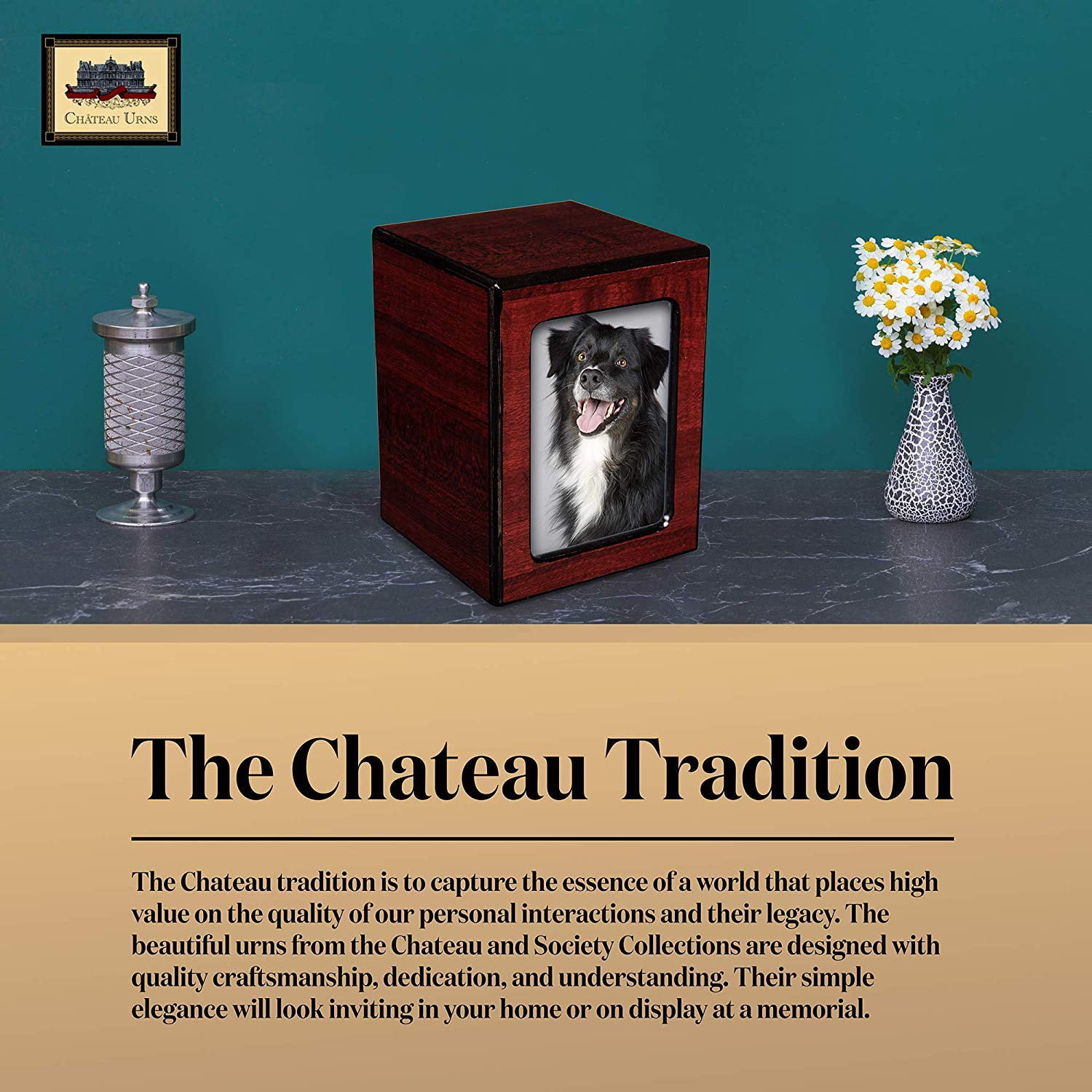 Society Collection-Small-Photo Pet/Keepsake Cremation Urn-Cherry Finish