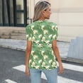 thumbnail image 5 of DDAPJ pyju Womens Boho Floral Tops Petal Short Sleeve Summer Casual Tunic Shirts Loose Fit Crewneck Pleated Blouse Green L, 5 of 6
