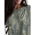 thumbnail image 4 of FASHIONWT Women Floral Print Loose Mid-length T-Shirt Long Sleeve Pockets Casual Tops, 4 of 4