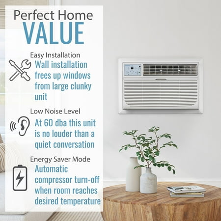 Keystone - 550 Sq. Ft. 12,000 BTU In Wall Air Conditioner - White