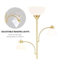 thumbnail image 5 of 71" Torchiere Floor Lamp with Adjustable Gooseneck Reading Lights Black Tall Standing Lamp 3 LED Bulbs Included, Gold, 5 of 13