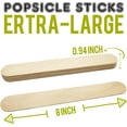 8" Jumbo Craft Sticks, 60pcs Extra Large Natural Premium Wood, Ice