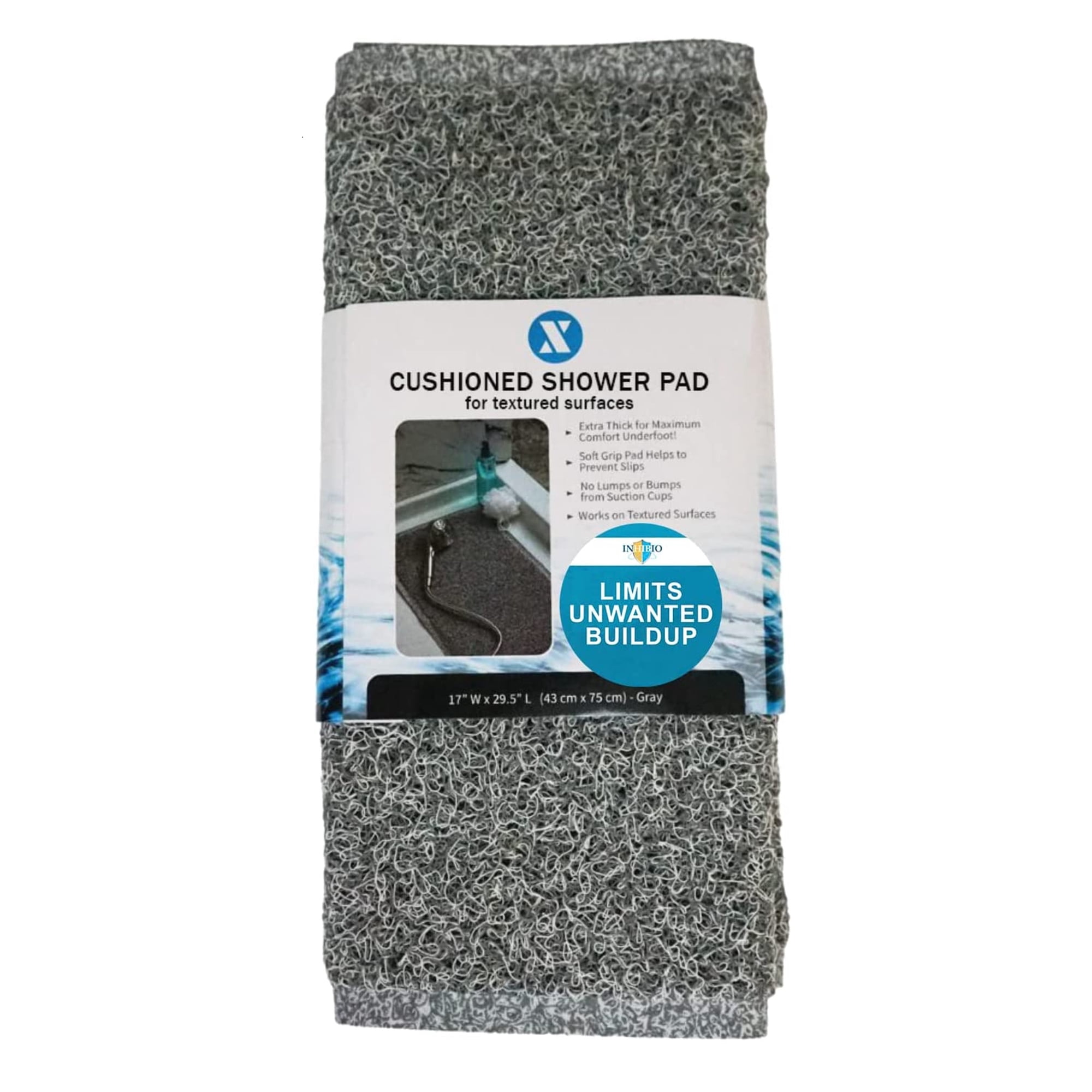 SlipX Solutions Cushioned Shower Pad | Perfect for Textured, Refinished Surfaces | Anti-Slip Backing, No Suction Cups | Prevent Odor, Growth | Anti-Slip Backing, Water Flows Right Through