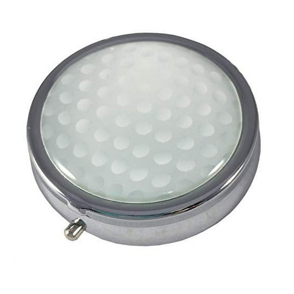 Golf Ball Round Silver Three Section Pocket Travel Pill Box Medicine Case