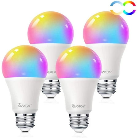 Smart Light Bulb, 4-Pack AvatarControls E26 RGBW Dimmable Colors Change WiFi Smart Home LED Lights, A19 900LM 70 Watts Equivalent, No Hub Required