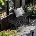 thumbnail image 7 of VINGLI 47” Outdoor Bench Garden Bench HDPE Porch Bench w/Metal Legs, Poly Lumber Patio Benches, 660 LBS Capacity Outdoor Backless Benches(Black), 7 of 7