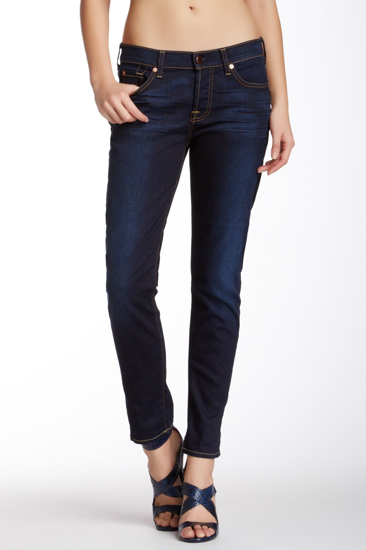 7 For All Mankind Josefina Skinny Boyfriend Jeans, Dark Hudson Water ...